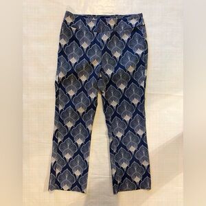 J. McLaughlin Blue and White Leaf Print Pants